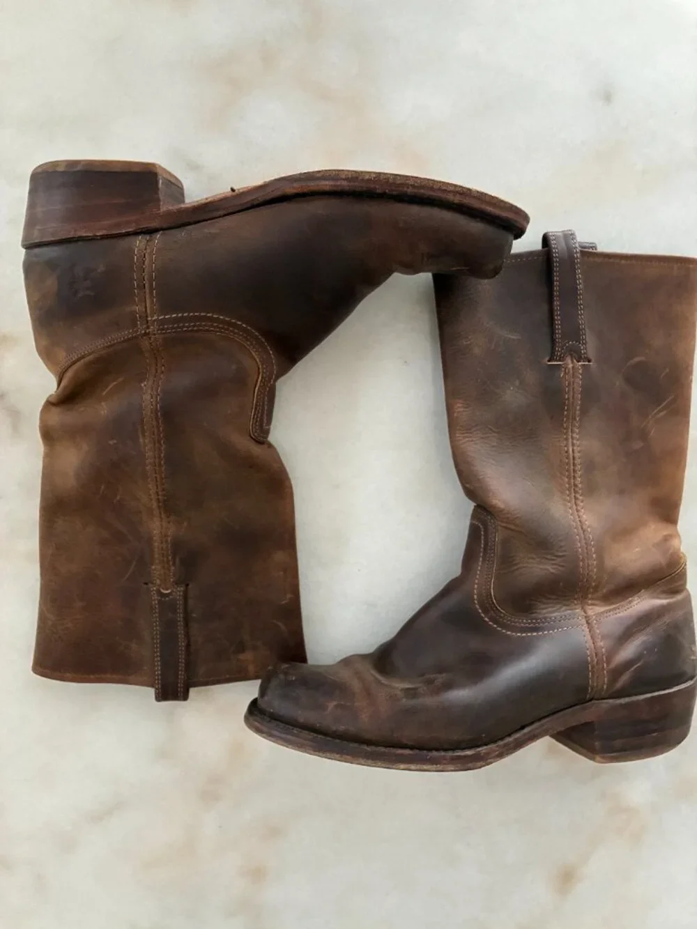 Vintage FRYE Leather Square Toe Campus Boots Men's 10.5 M Brown
